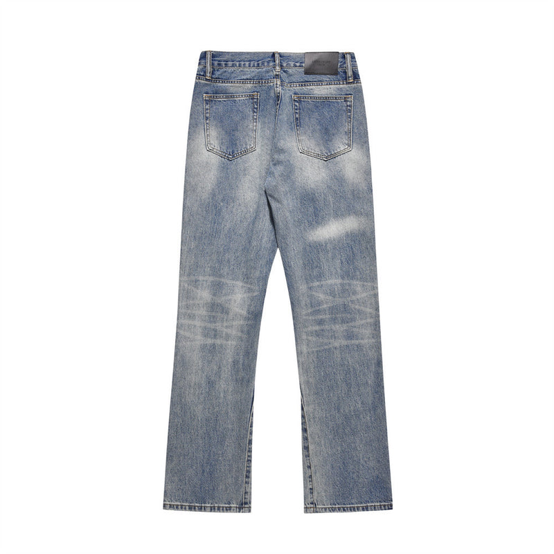 Men Jeans Ripped White Scratch Distressed Loose