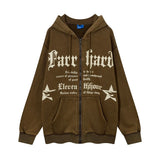 Men Fleece Lined Hoodie Washed Men's Loose Casual Letter Printed Hoodie Winter