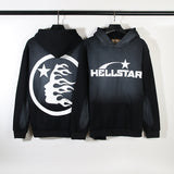 HS Hoodie Vintage Distressed Crack Print Casual Loose