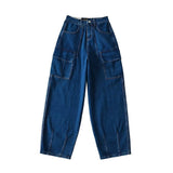Women Jeans Multi-Pocket Retro Loose
