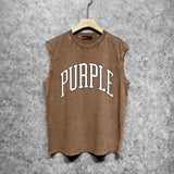 Purple Brand Distressed Tank T Shirts Distressed Sleeveless T-shirt Vest