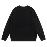Women Sweater Retro Crew Neck Knitted Sweater Embroidery College Style