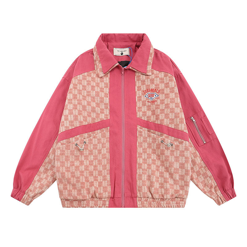 Women Jackets Stitching Lapel Couple Baseball Uniform