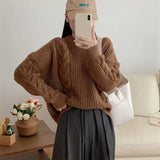 Women Pullover Sweater Retro Gentle Temperament Knitted Thickening