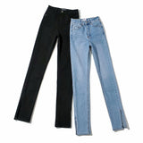 Women Jeans Slit Slim-Fitting Jeans