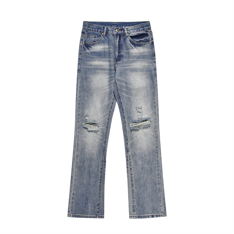 Men Jeans Ripped White Scratch Distressed Loose