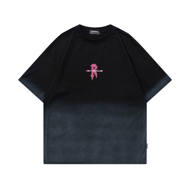 Men T-Shirt Retro Gradient Oversize