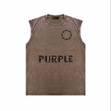 Purple Brand Distressed Tank T Shirts Distressed Sleeveless T-shirt Vest