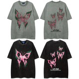 Men T-Shirt Retro Portrait Graffiti Washed and Worn