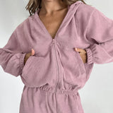 Women Co-Ords Corduroy Hooded Sweater Set Autumn and Winter