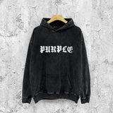Purple Brand Distressed Hoodie Fashion Old Loose Hooded Sweater