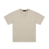 Fog Essentials T Shirts Spring/Summer FOG Season 9 Double Line Flocking Letter V-Neck Short Sleeves
