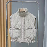 Women Cotton Coat Loose Lapel Diamond Vest