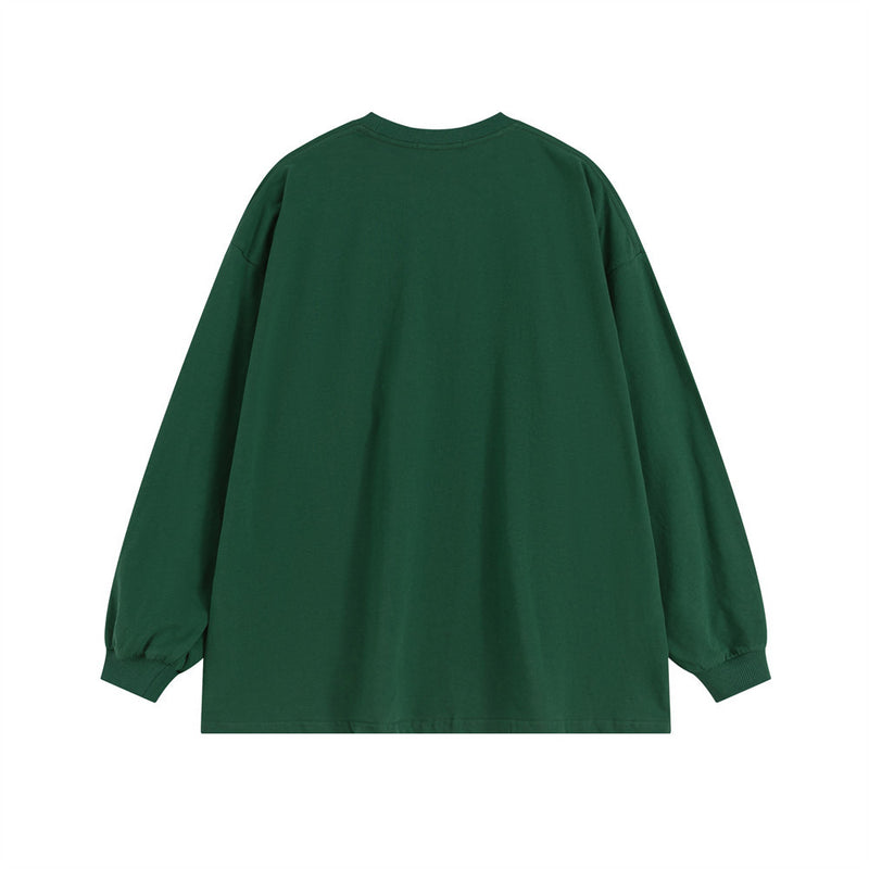Men Long Sleeve T-Shirt Letter Printing Casual Loose round Neck Base