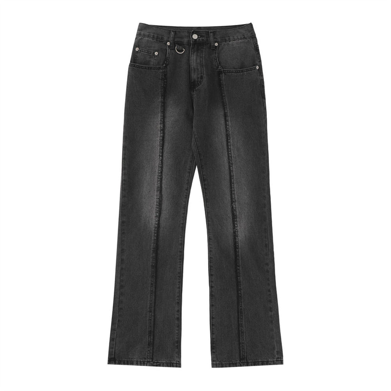 Men Jeans Washed Vintage Washed Stitching Loose