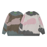 Women Sweater Vintage Contrasting Color Jacquard Knitted Sweater