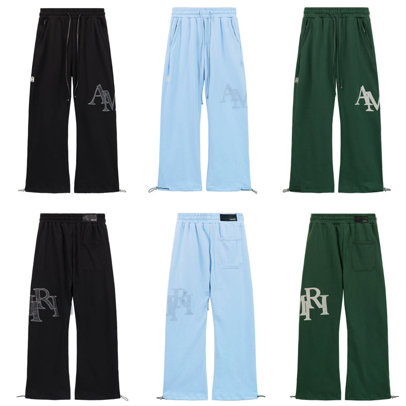 Amiri Pants Sticker Logo Loose Casual Zip Pocket Pants