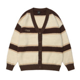 Men Sweater Striped Sweater Coat Men's Fleece Cardigan Sweater