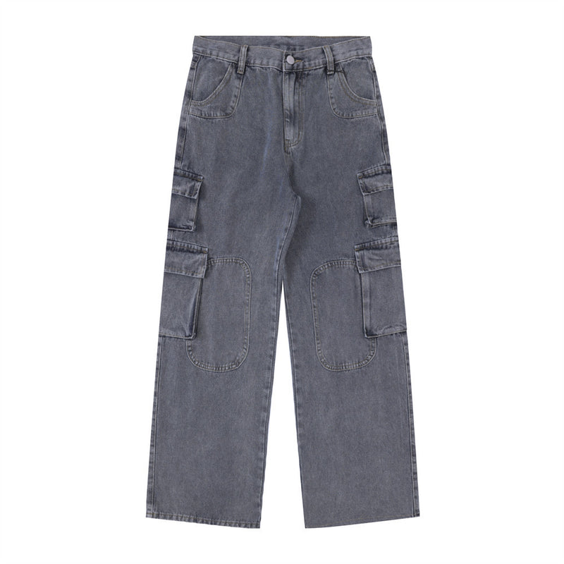 Men Jeans Multi-Pocket Workwear Loose