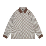 Men Long Sleeved T Shirt Contrast Color Long Sleeves Shirt Spring and Autumn High Street Loose Turn Button Shirt