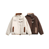 Unisex Coat Stand-up Collar Thermal Coat Loose Cotton Coat