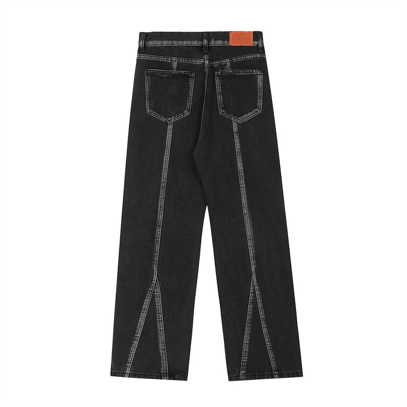 Men Jeans Niche Stitching Line Design
