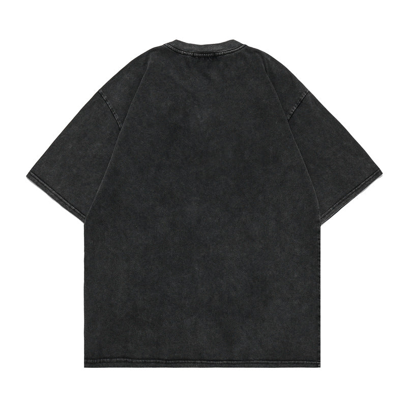 Men T-Shirt Portrait Distressed Loose Casual