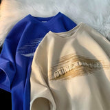 Men T Shirt Waffle Retro Loose Casual