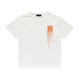 Amiri T Shirt Orange Printed Casual Hip Hop High Street round Neck Short Sleeve T-shirt