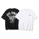 Off White T Shirts OW Cartoon Animal Pattern Crew Neck Pullover Short Sleeves