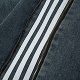 Men Jeans Side Striped Zipper Loose