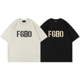 Fog Essentials T Shirts Spring/Summer FOG Flocking Letter Pattern Crew Neck Short Sleeves