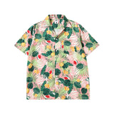 Short Sleeve Shirt Vintage Floral Full Printed Loose Casual Hawaiian Vacation Shirt