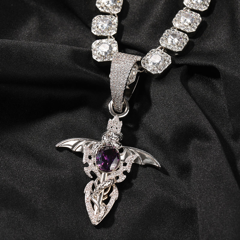 Jewelry Devil's Sword Wings Cross Pendant Copper Zircon Armament St. Valentine's Royalty