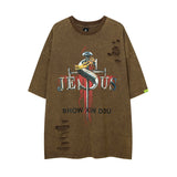 Men T-Shirt Ripped Retro Loose
