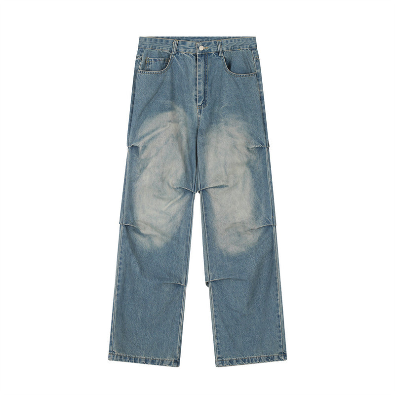 Men Jeans Pleated Loose Trendy