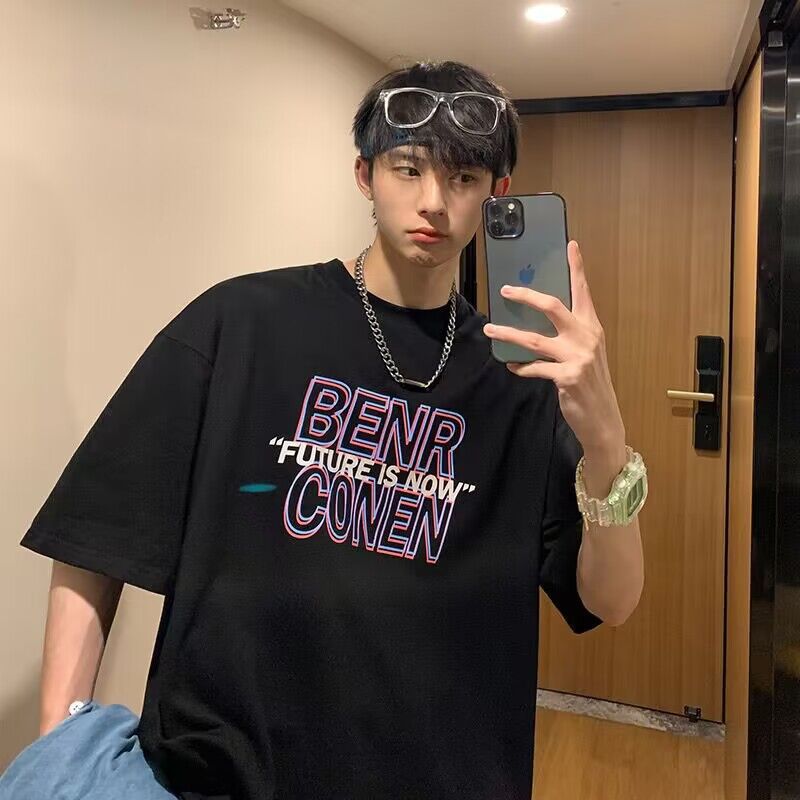 Men T Shirt Loose Crew Neck Casual Summer