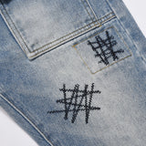 Men Jeans Loose Hole Patch