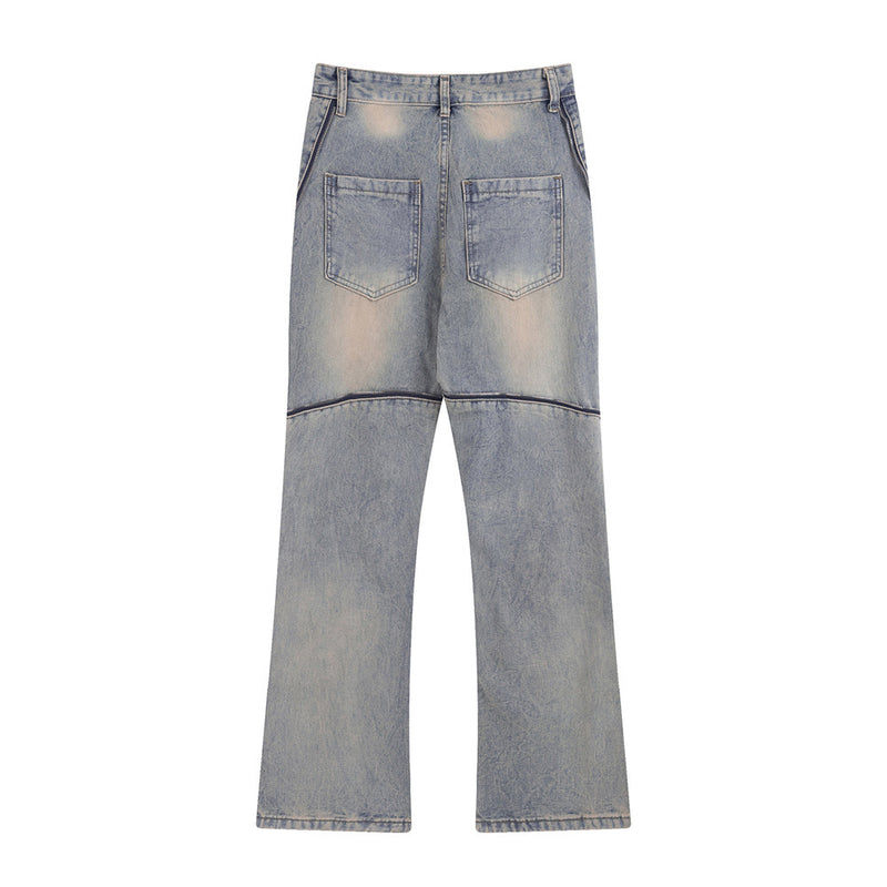 Men Jeans Zipper Decorations Stitching Punk