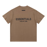 Fog Essentials T Shirts Spring/Summer Double Line Plastic Letter Crew Neck Short Sleeves