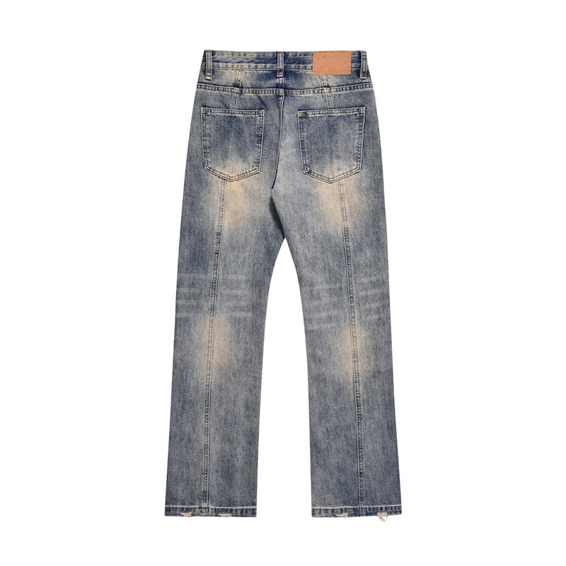 Men Jeans Ripped Stitching Distressed and Faded