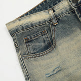 Men Jeans Gradient Color Yellow Mud Color Loose