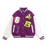 Men Cotton Mixed Jacket Coat Embroidered Letters Thick Baseball Uniform Coat Men's Clothing Winter Color Matching