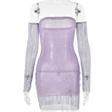 Women Dress Sexy See-through Shiny Dress
