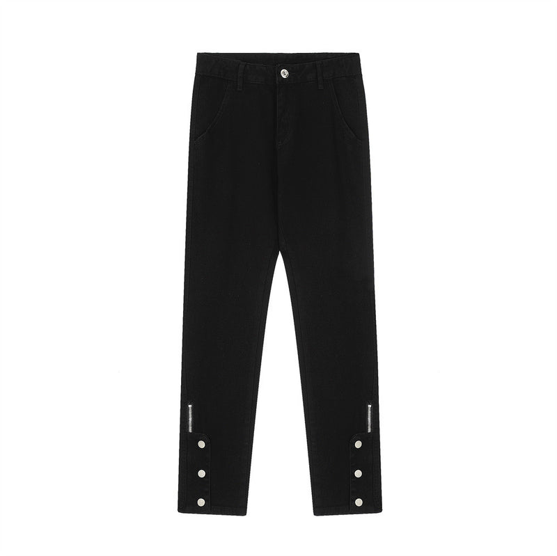Men Jeans slim fit casual versatile zipper slits