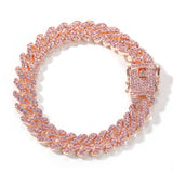 Bracelet Cuban Chain Necklace ins Wind Rose Gold Pink Diamond Alloy Hip Hop Spectrum St. Valentine's