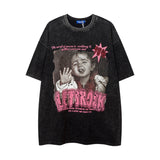 Men T-Shirt Distressed Loose Portrait Printing