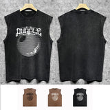 Purple Brand Distressed Tank T Shirts Distressed Sleeveless T-shirt Vest