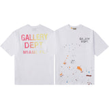 Gallery Dept T-Shirt Hand Painted Ink Splashing Alphabet Washed Retro Short Sleeve T-Shirt