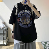 Men T Shirt All-Match Cartoon Printed Loose
